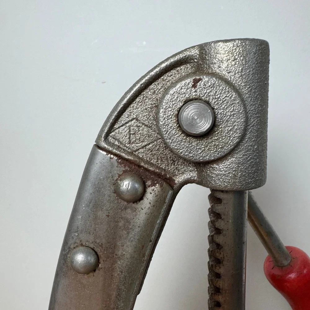 Vintage‎ Industrial Cast Iron Bottle Capper Made in USA Red Handle